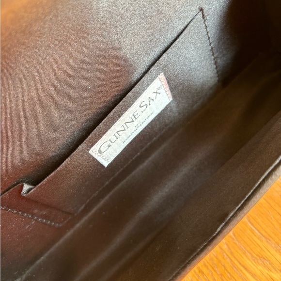 Gunne Sax by Jessica McClintock Black Satin Rhinestone Evening Purse Clutch - Picture 6 of 8